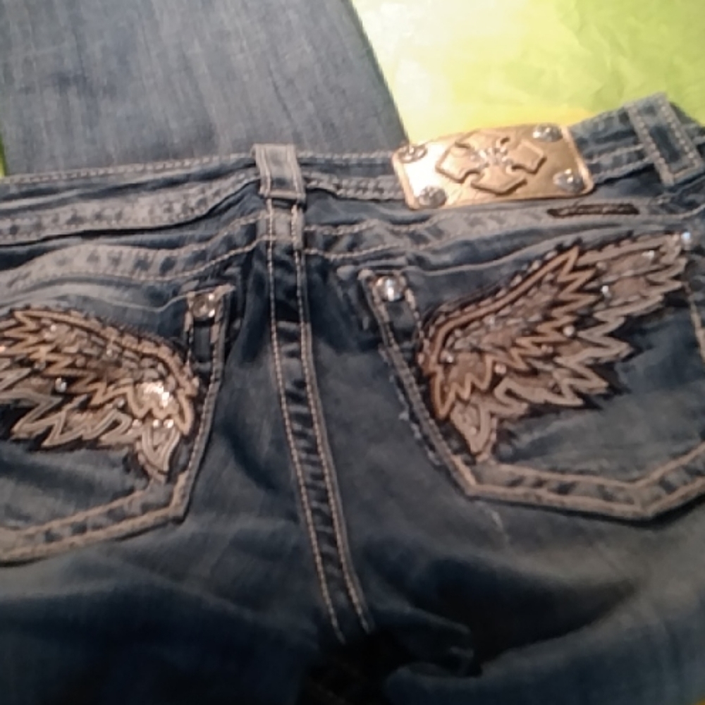 Miss Me Gold Label Vintage Crystal Winged Jeans